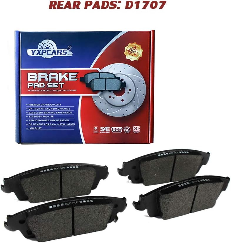 Ceramic Brake Pads For CADILLAC ESCALADE/ESV 2015-2019/CHEVROLET SILVERADO 1500/SUBURBAN 2014-2019/TAHOE 2015-2019/GMC SIERRA 1500/YUKON 2015-2019(Front & Rear D1363+D1707)