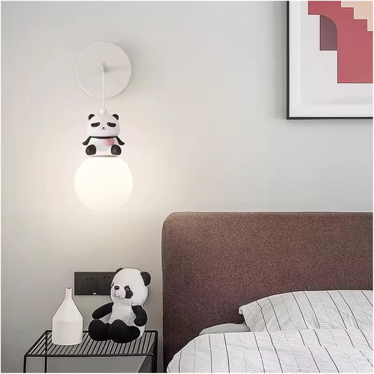 Children's Room Bedside Wall Lamps Led White Panda Bear Light Cute Cartoon Animal Baby Boy Girl Bedroom Lights,Household/Panda