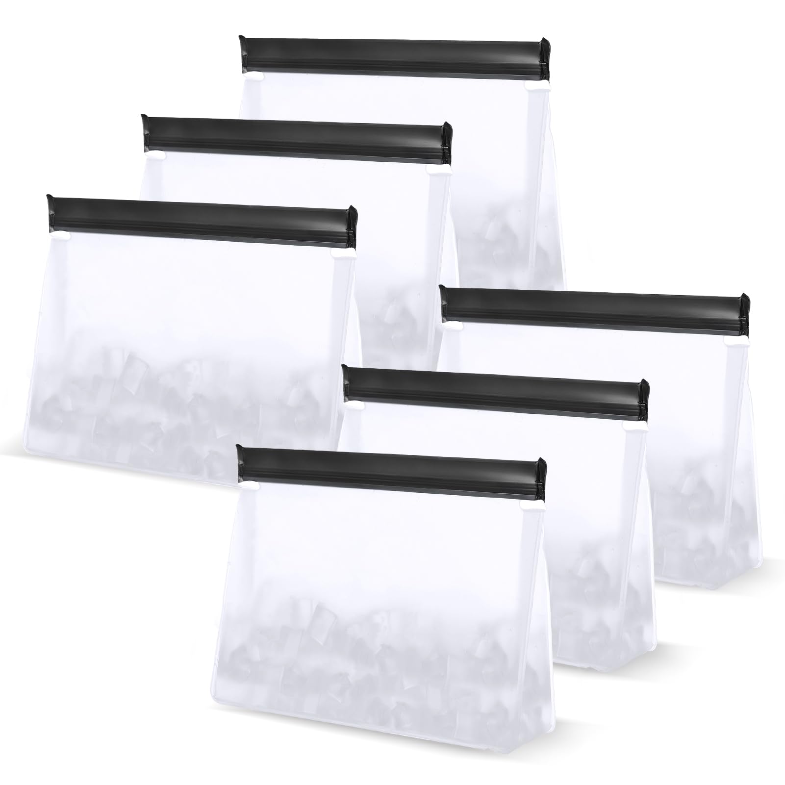 6 Pack Reusable Ice Storage Bags, 10 x 7.3 x 2.2in Leak Proof Ice Bags With Secure Zip Close Design, Bpa-Free