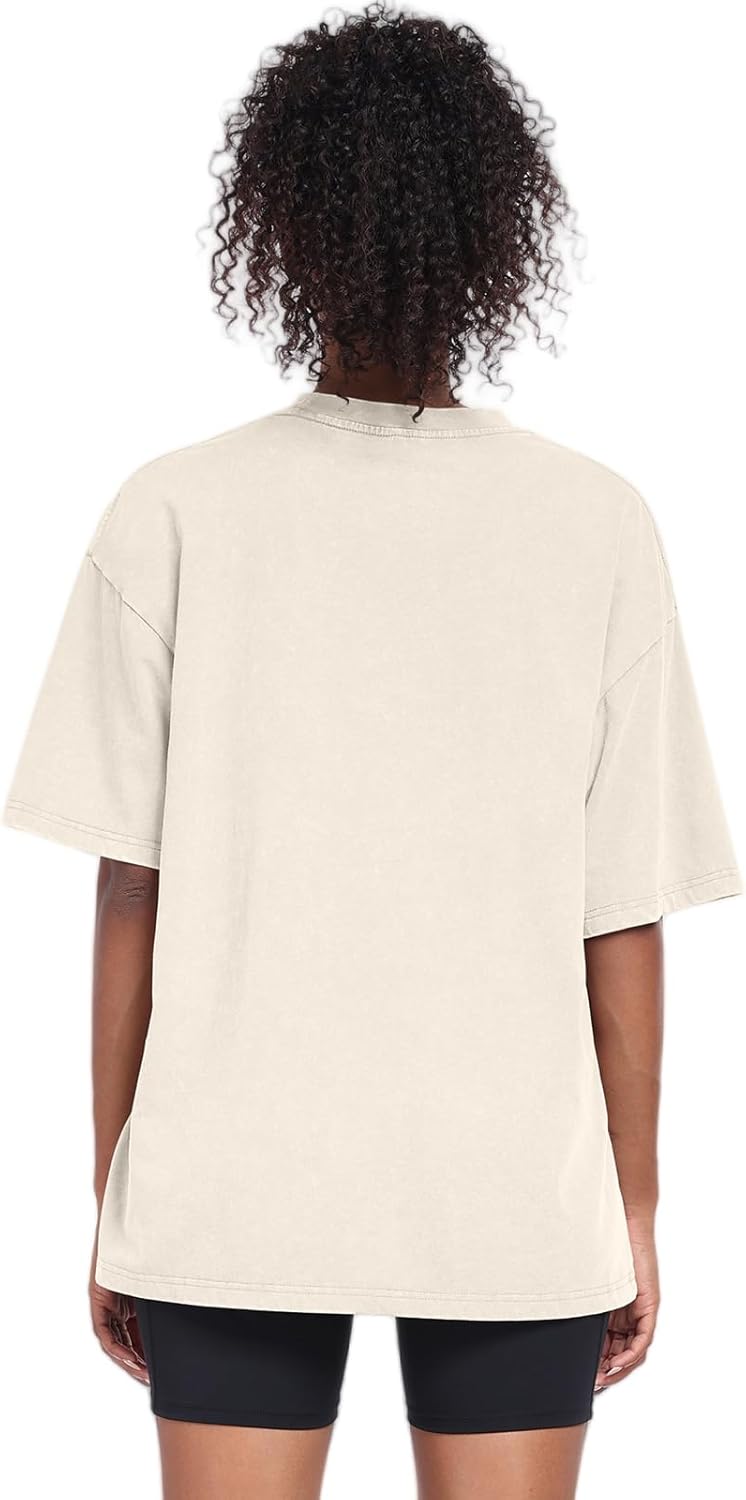 Womens Washed Vintage Oversized T-Shirt Baggy Workout Tops Short Sleeve Cotton Tshirts Streetwear Boyfriend Tee - Image 6