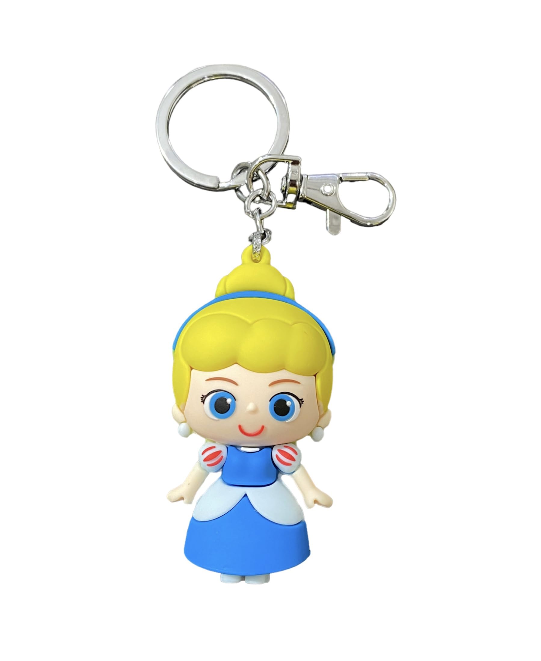 WOW KeychainsSilicone Cinderella Diisney Princess Character Keychain, Multicolour (Pack of 1)