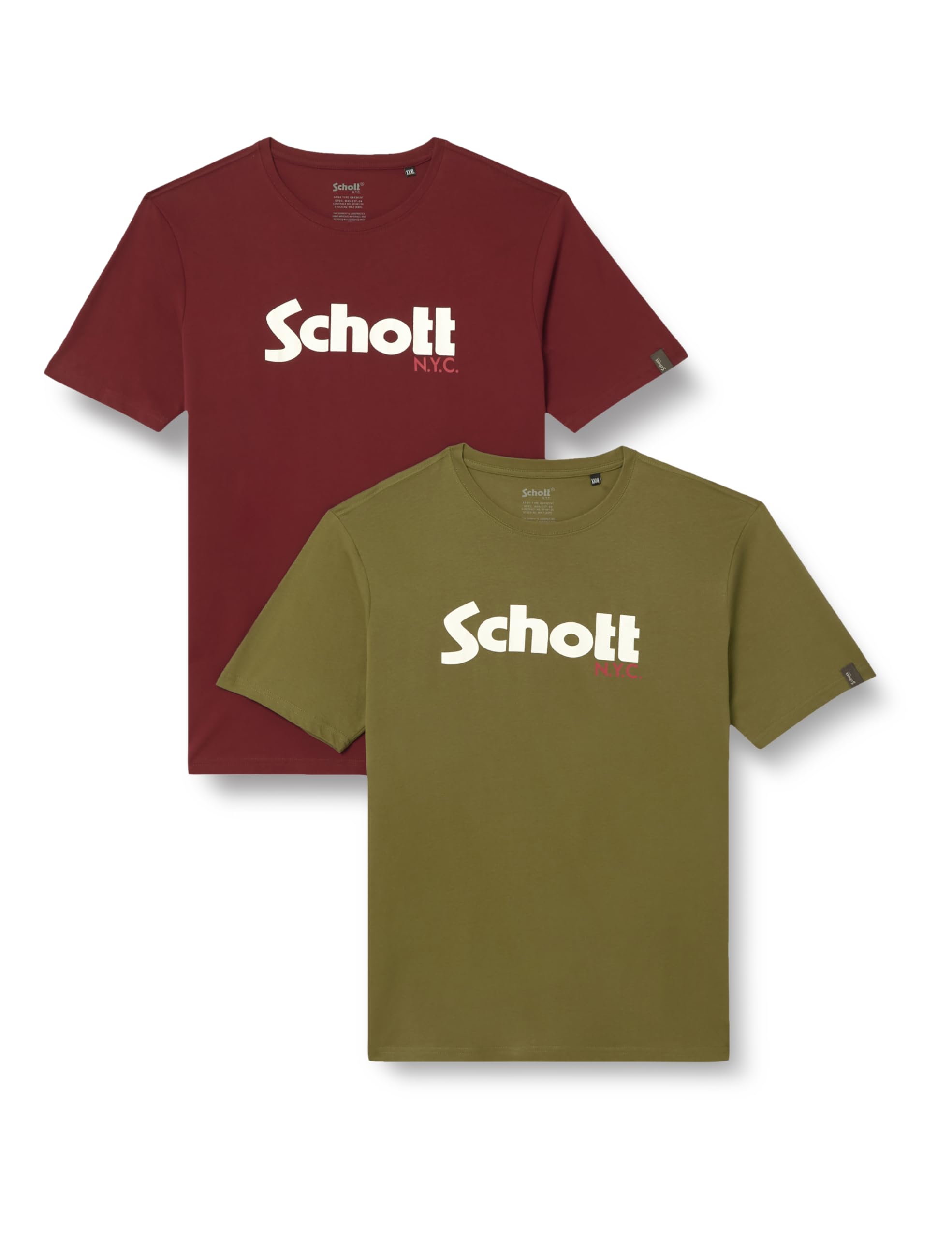 Schott NYC TSPKLOGO Pack of 2 School Logo T-Shirt, Multicolored, 3XL