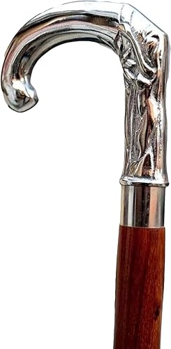 Bastón de madera marrón vintage latón antiguo diseñador palo con mango victoriano hecho a mano bastón