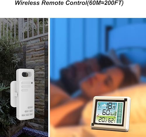 Miniatura 2 de Lancoon Reloj de estación meteorológica para interiores y exteriores, termómetros inalámbricos, pantalla grande, control táctil, función de memoria