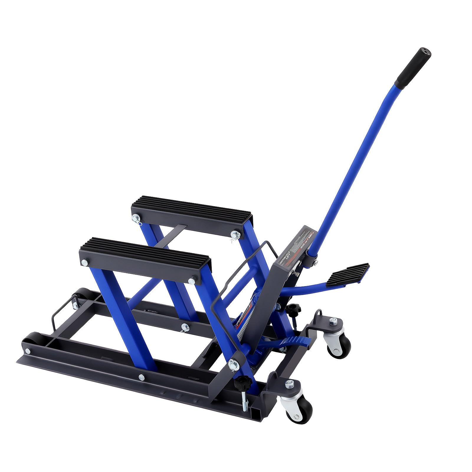 Sollevatore idraulico per moto, 680 kg, capacità di carico per moto, altezza regolabile 12-38,7 cm, con pedale, blocco di sicurezza, ruote, sollevamento moto per officina, garage e riparazione