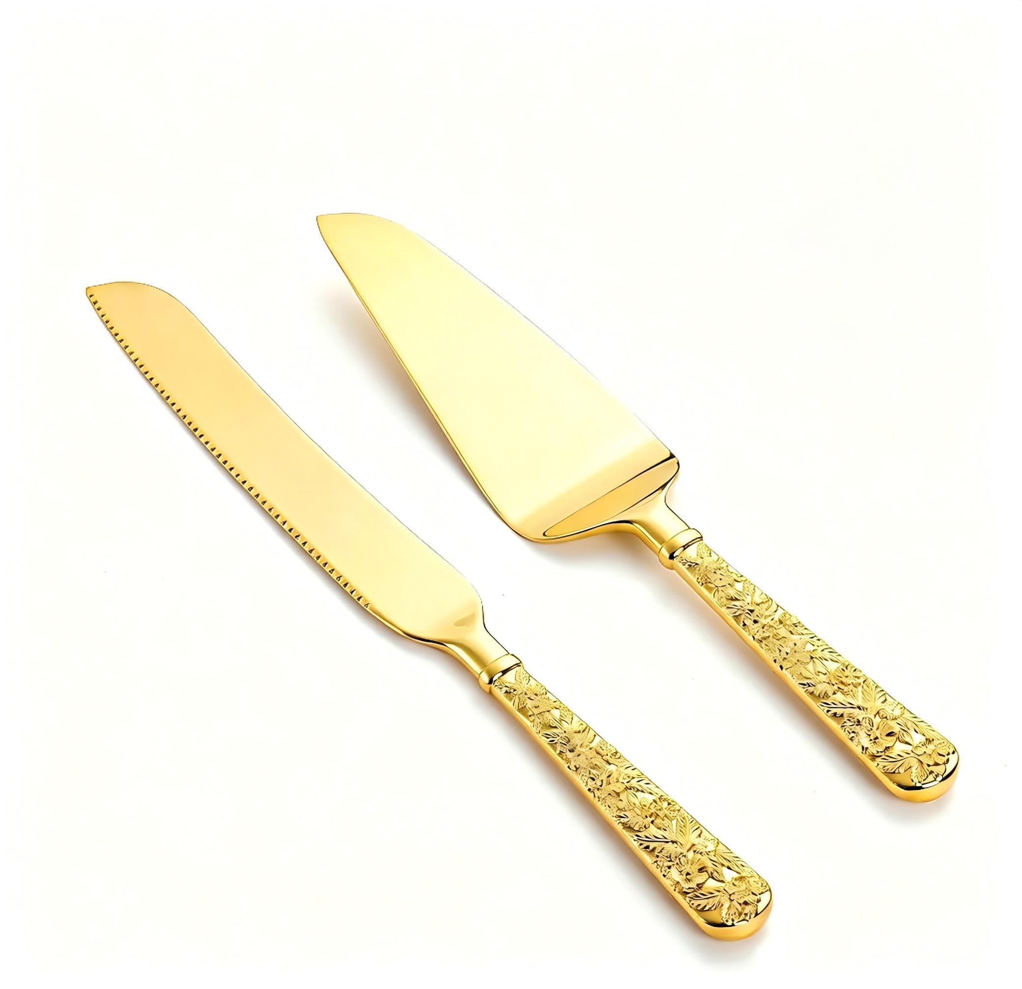 Gold Wedding Cake Knife & Server Set - Vintage Luxury -1