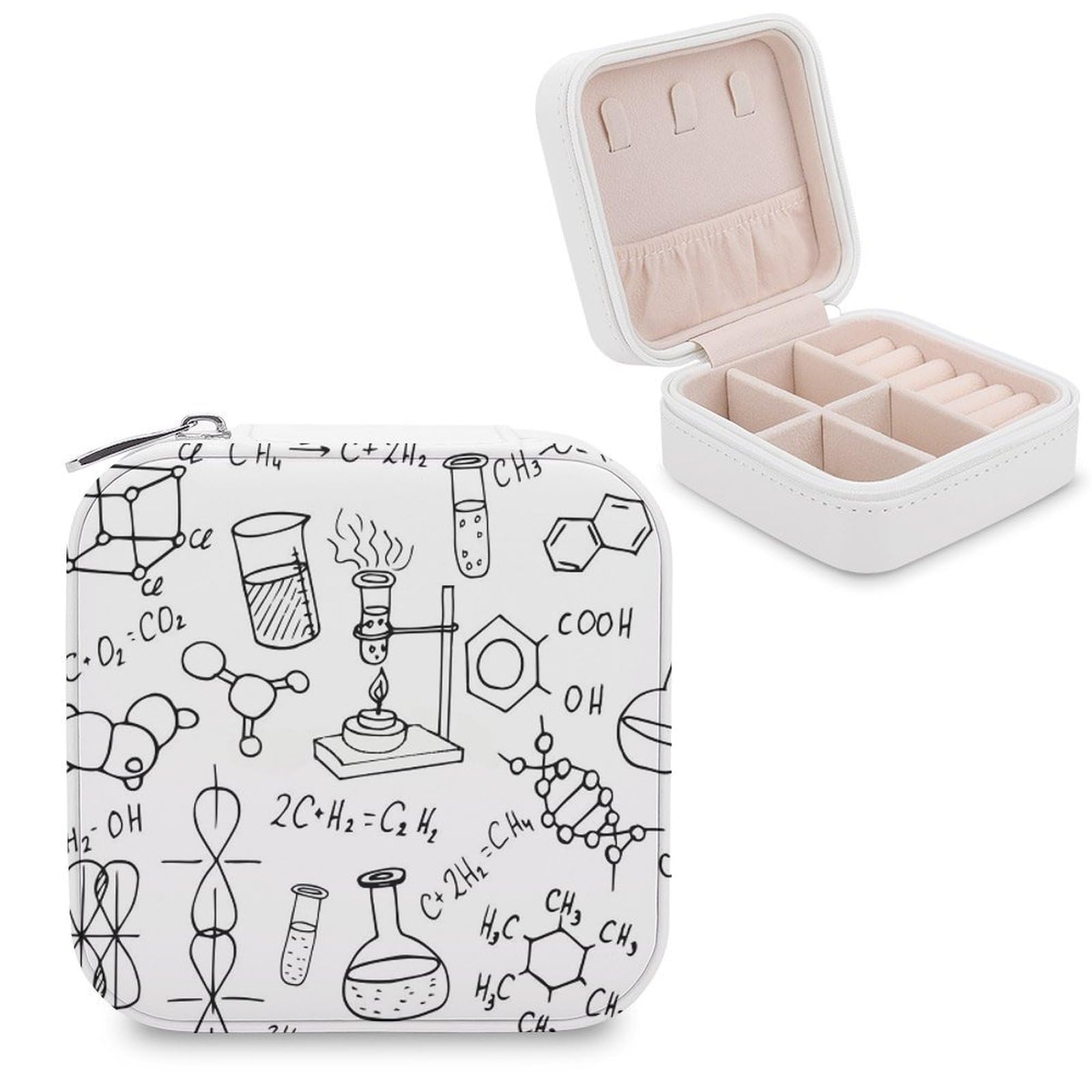 Boîte de rangement pour bijoux de voyage en cuir synthétique et flanelle