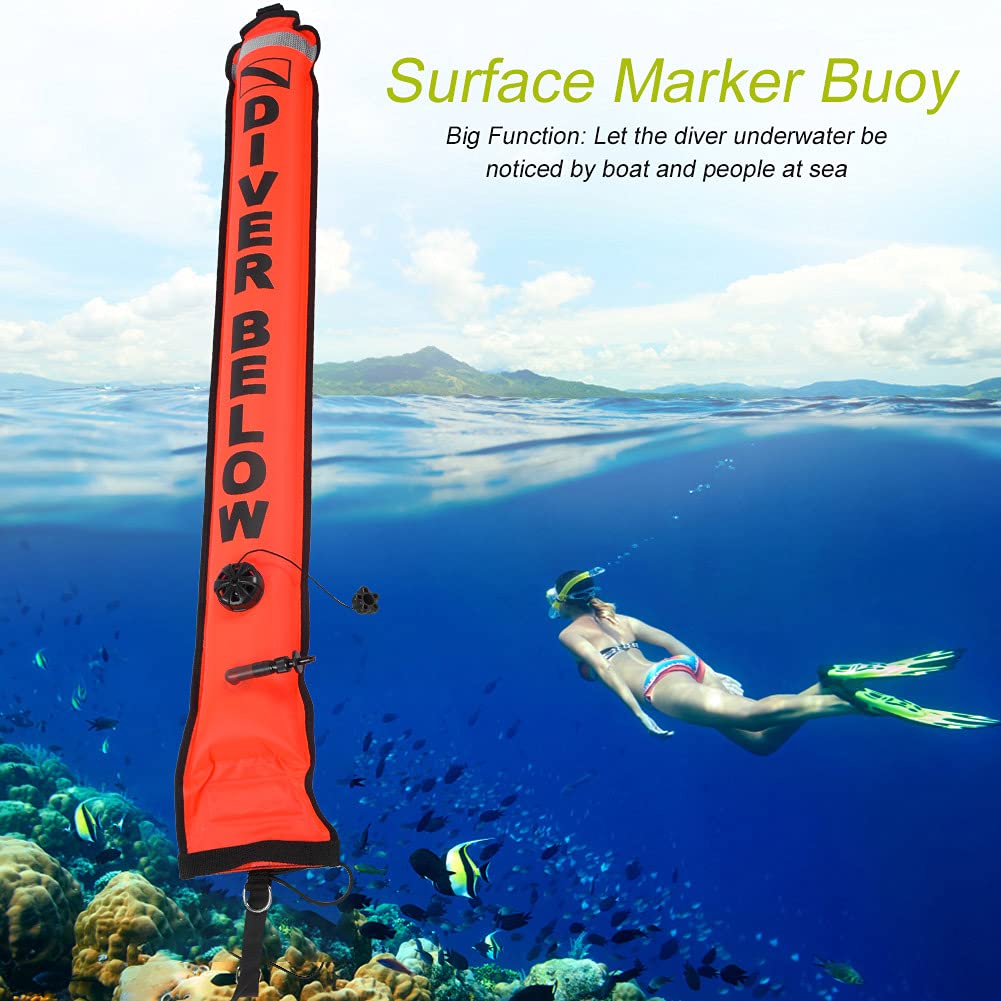 KIMISS Surfaceer Dsmb 6Ft Signal de Plongée Gonflable Haute visibilité SMB (Rouge)