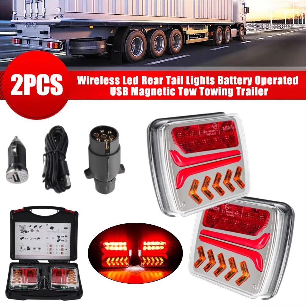 Kit de feux arrière magnétiques sans fil pour remorque 12–24 V - Kit de feux arrière LED R65