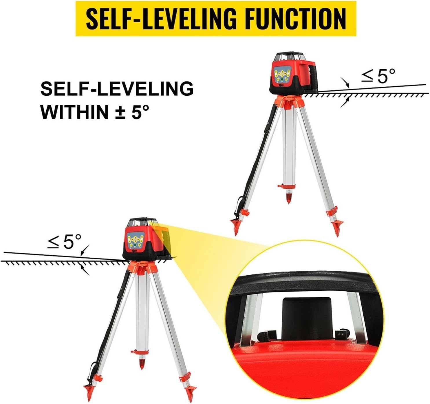 Kit Livella Laser Rotante - Strumento Di Misurazione Autolivellante Per L'edilizia, Portata 500 M, Resistente Per L'uso All'aperto, Ideale Per Progetti Rilevamento E Allineamento