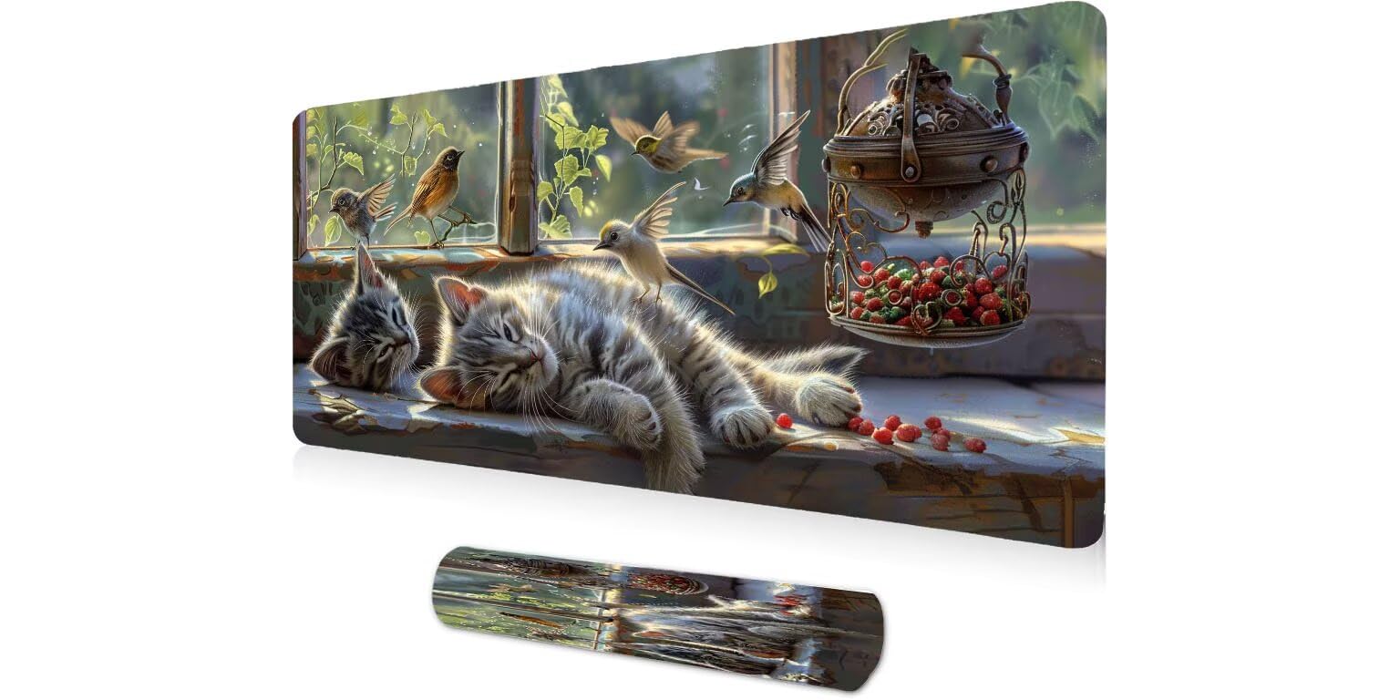Tapis de souris grand format motifs oiseaux cadeau original pour collègue - 8
