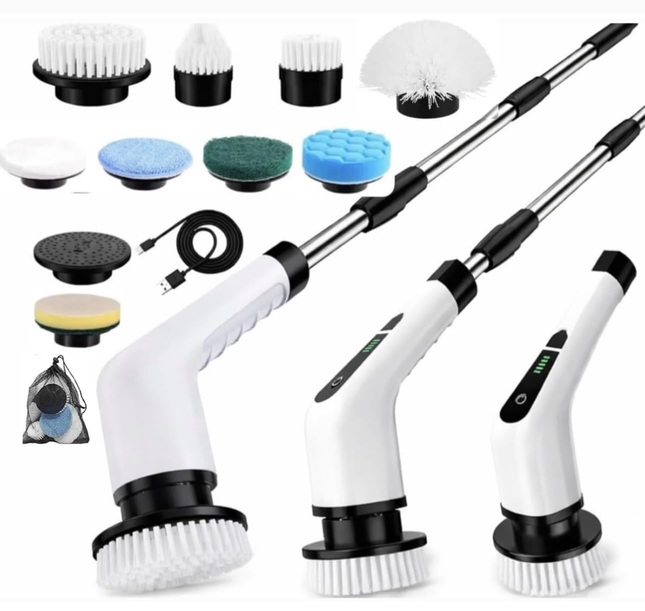 Brillex Electric Spin Scrubber with 9 Replaceable Brush Heads and 400 rpm High Speed