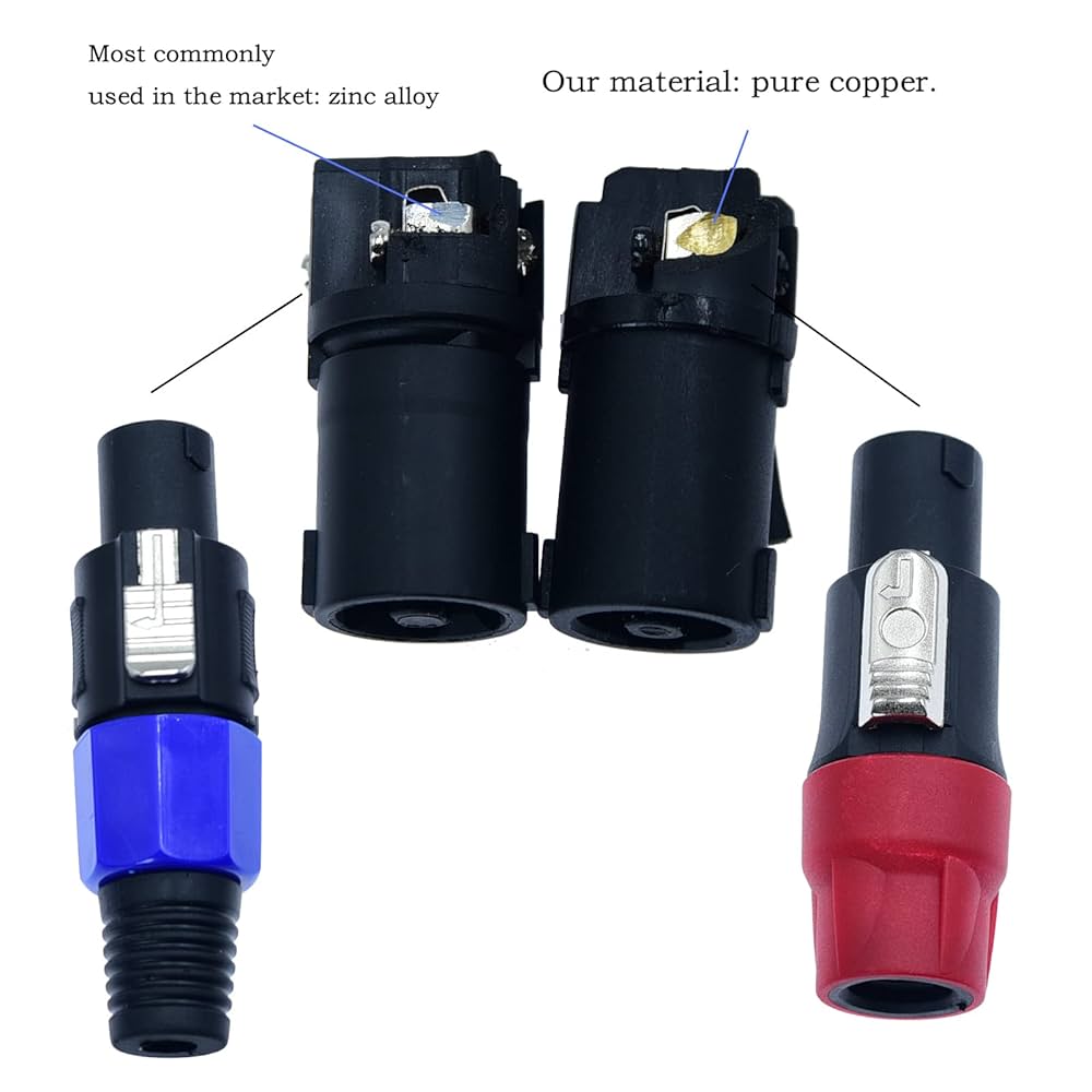 Speakon Cable Heavy Duty 2 Pack Pro Speakon To Speakon Male Speaker Wire Lock Cable Pair 13awg Patch Professional Audio Cable Cord With Nl4 Nl4fc Port Connector For Para Bocinas De Dj