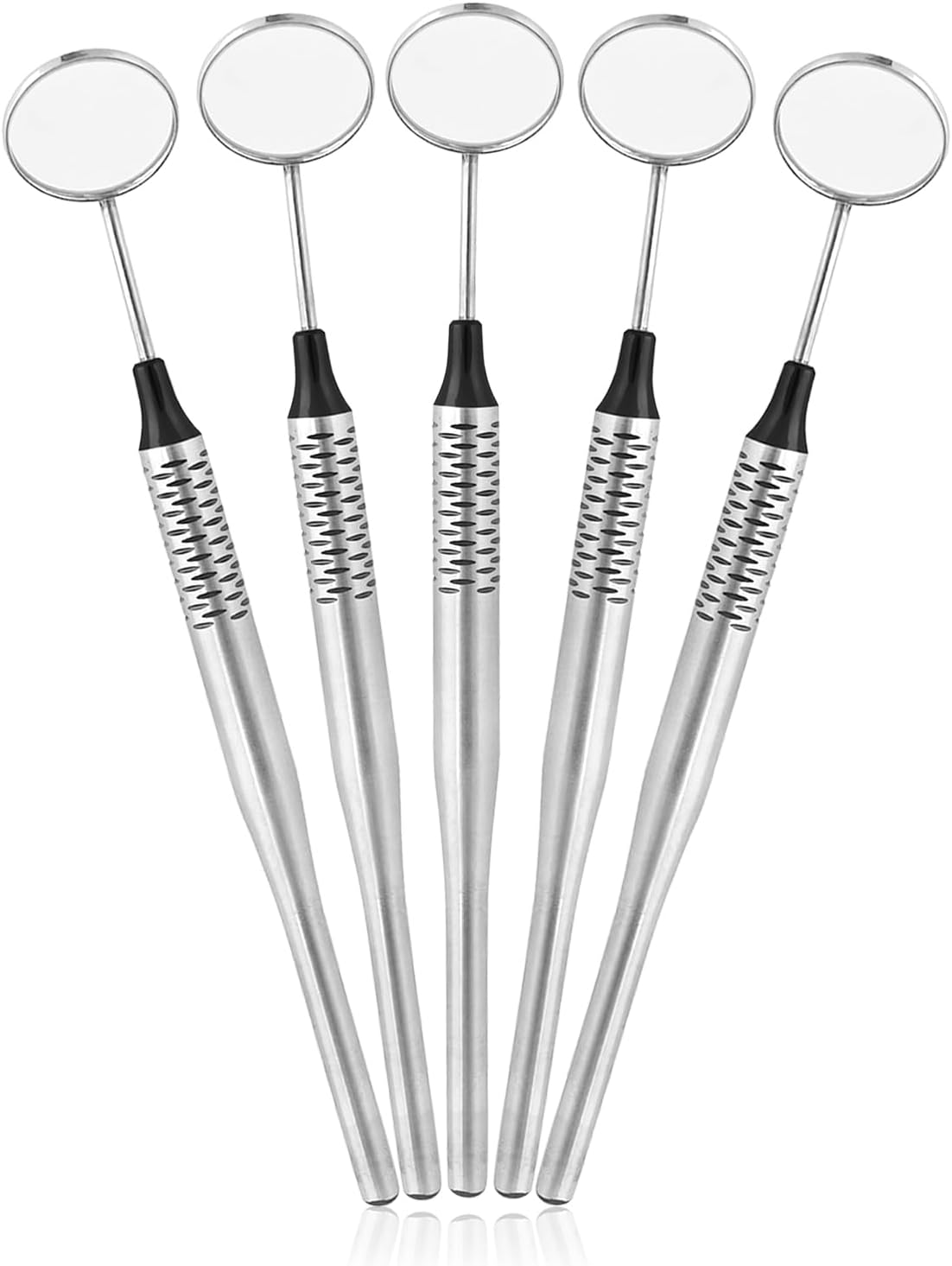 5 PC Dental Mouth Mirror #5 Front Surface Rhodium Coated Mirror With Black Titanium Mirror Handle Hollow Handle Cone Socket 9.5mm Stainless Steel Dental Mouth Mirror For Dentist Tool DN-2414