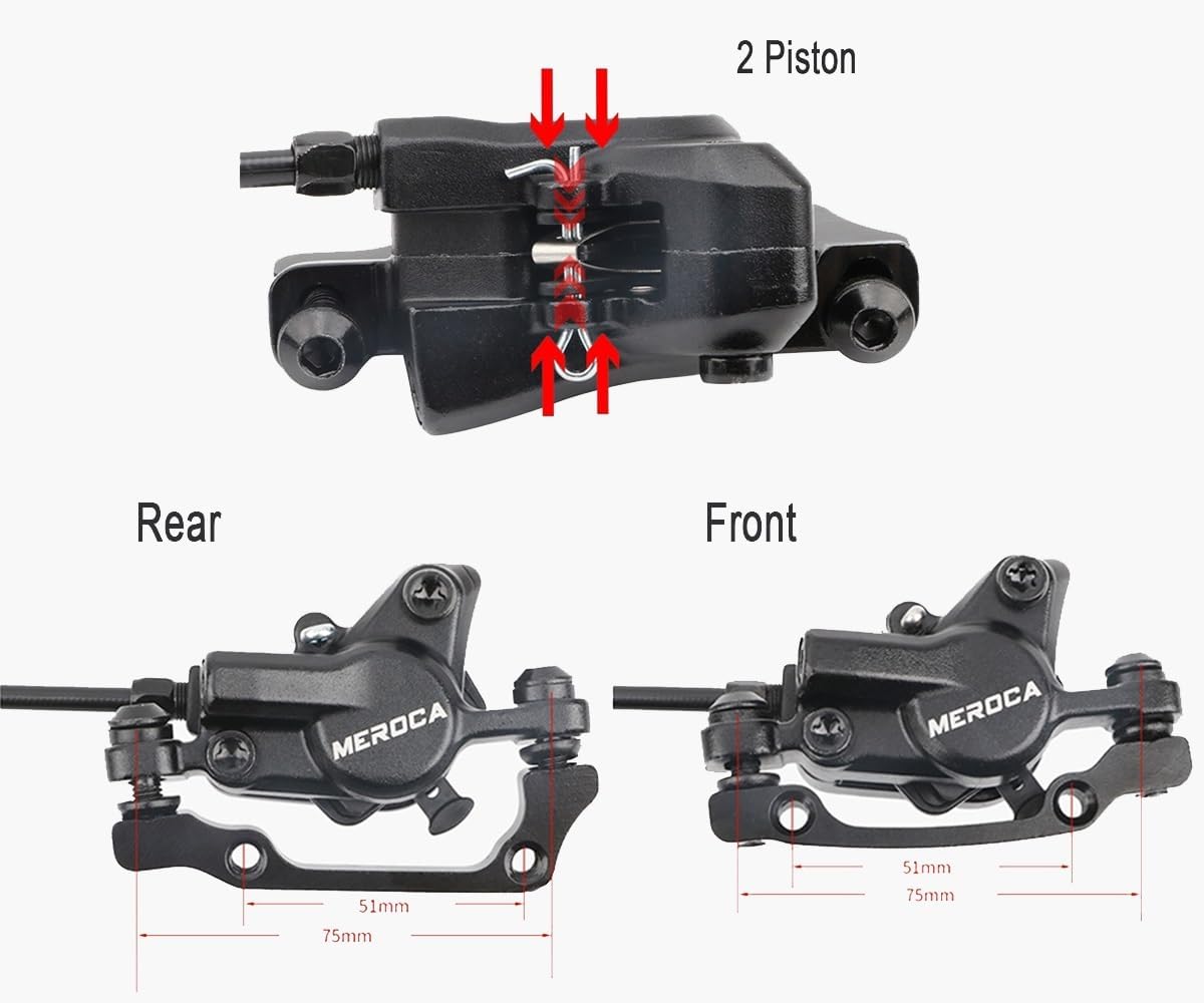 FukkeR Mountain Bikes Mechanical Disc Brake Set with 160mm Rotor and Mounting Adapter Aluminum Cycling Front and Rear Hydraulic Brakes 800mm/1400mm for Road Bikes BMX XC