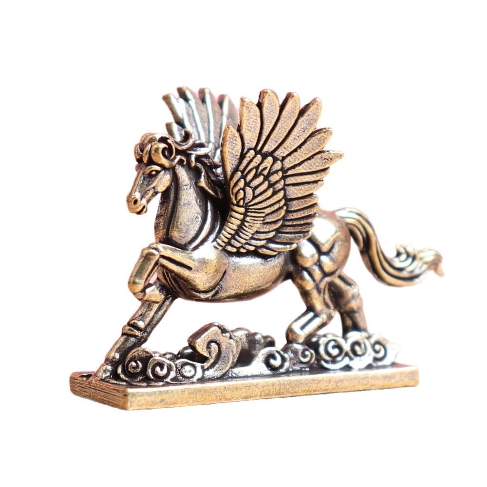 Huffa Pegasus Solid Brass Horse Ornament Retro Desktop Decoration Tea Pet Craft