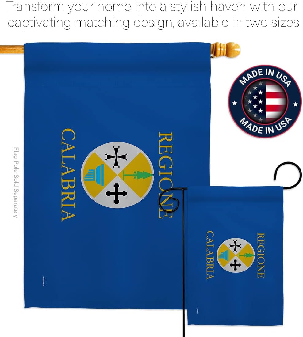 Calabria Garden Flag - Regional Italy Regions Italian Republic Southwestern Europe Territory Country Particular Area - House Decoration Banner Small Yard Gift Double-Sided Made in USA 13 X 18.5