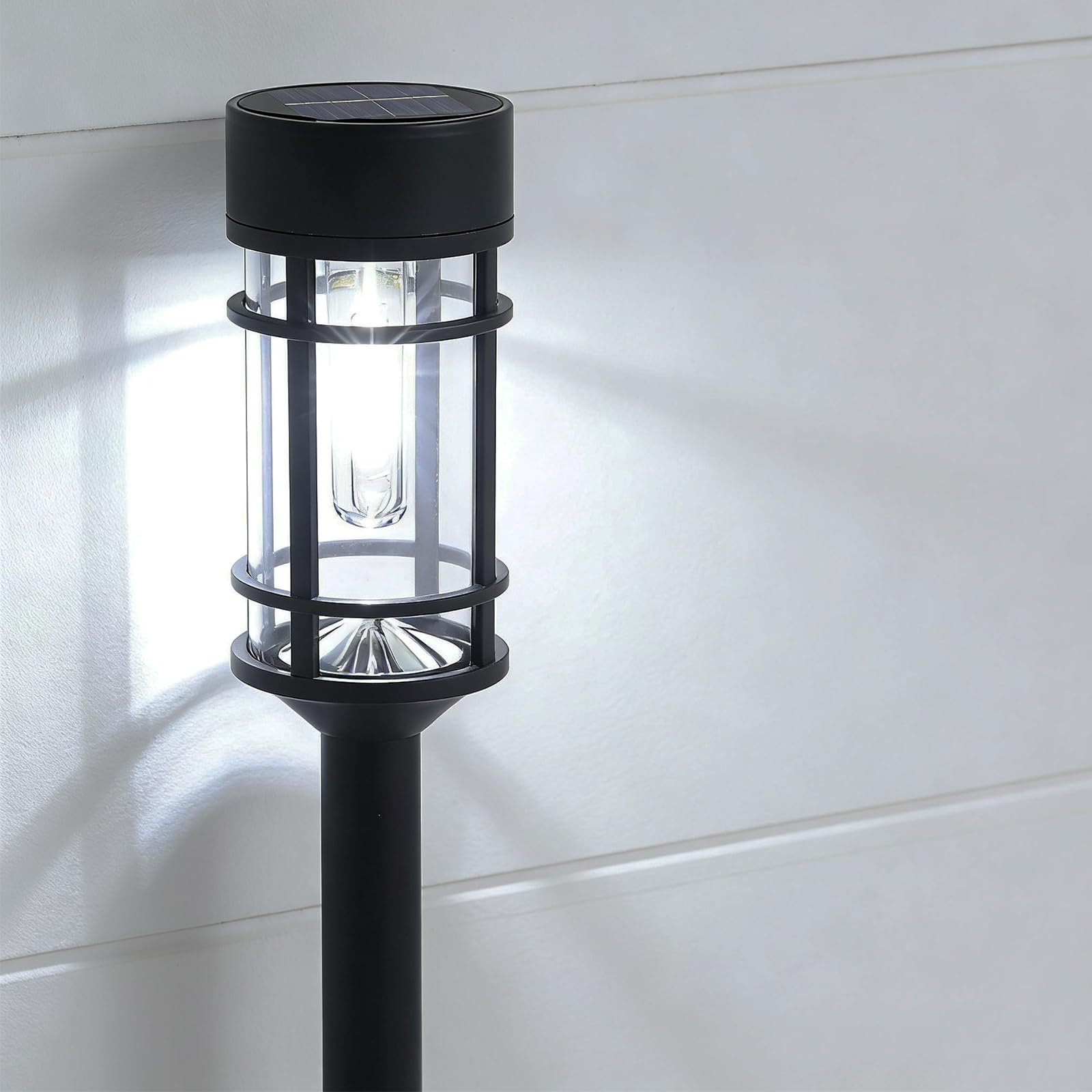 Mancra Solarleuchten aus Glas, Metall, wasserdicht, automatisches Ein-/Ausschalten, Landschaftswegbeleuchtung, Gartendekoration für Hof, Gehweg, 8 Stück