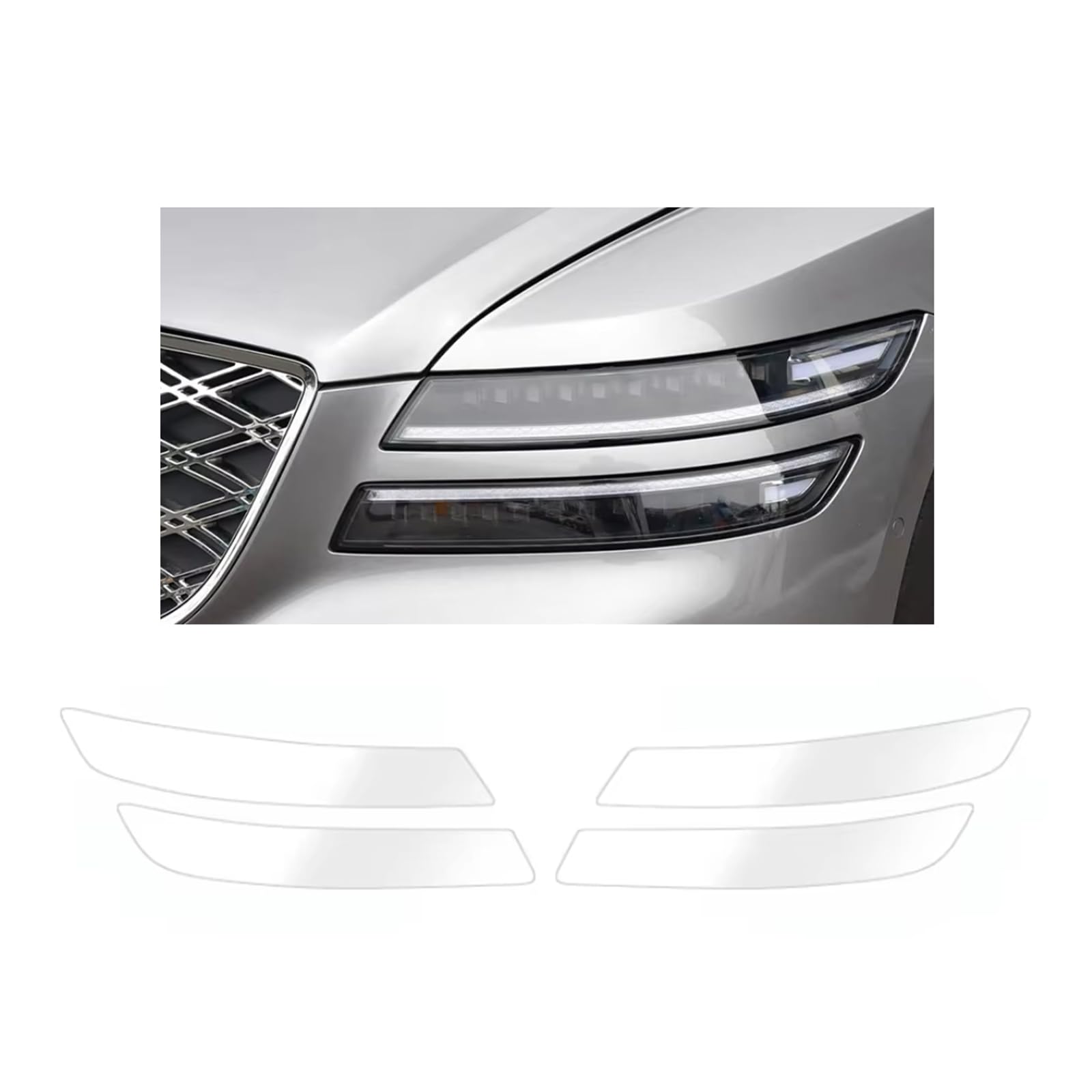 Headlight Film for Genesis G80 2025-2026, 1Set Transparent/Smoke Black Car Headlight TPU Protective Film