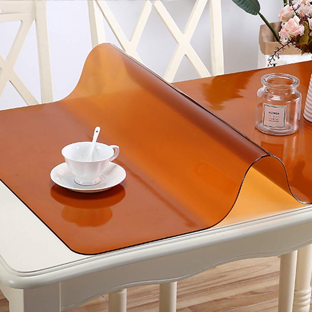 Copritavolo Protettivo in PVC, Protezione da Tavolo in Vinile PVC, Spessore 2 mm, Impermeabile, Lavabile, Multicolore, di Varie Dimensioni(Brown,39 x 24 inch (Rectangular))
