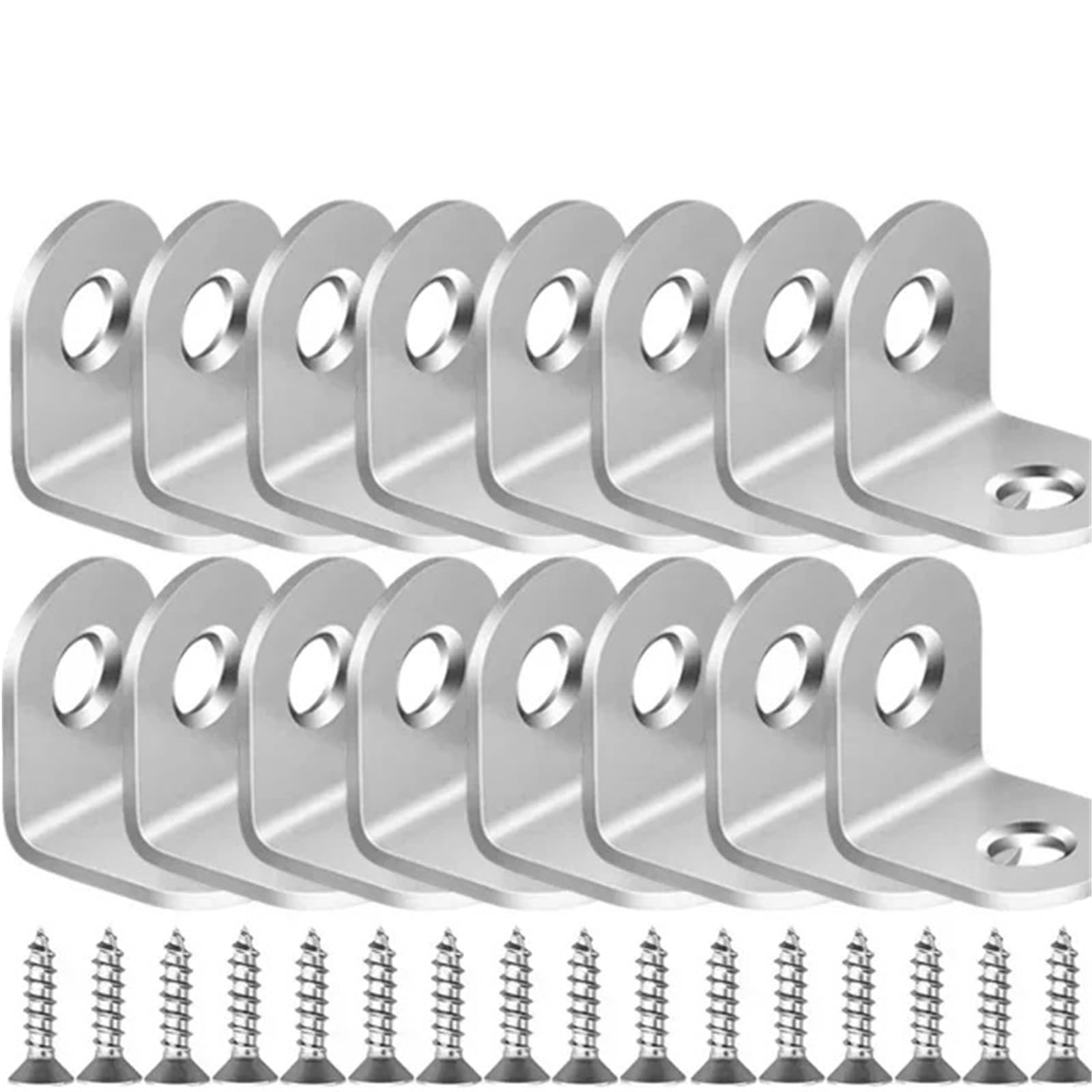 Escuadras Metalicas 1-50 piezas de sujetadores acero inoxidable en ángulo recto 90 grados con tornillo for muebles madera y gabinetes(20 Set)