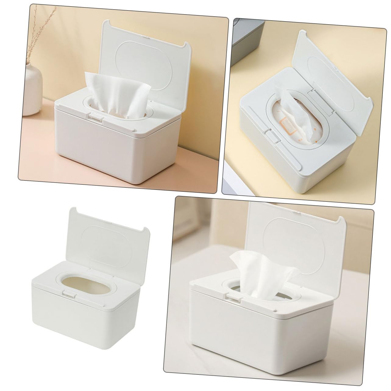 ERINGOGO 2 Stück Feuchttücherbox aus Kunststoff Wiederverwendbar und Leicht Weiße Aufbewahrungsbox für Babytücher für Wohnzimmer und Outdoor Nutzung