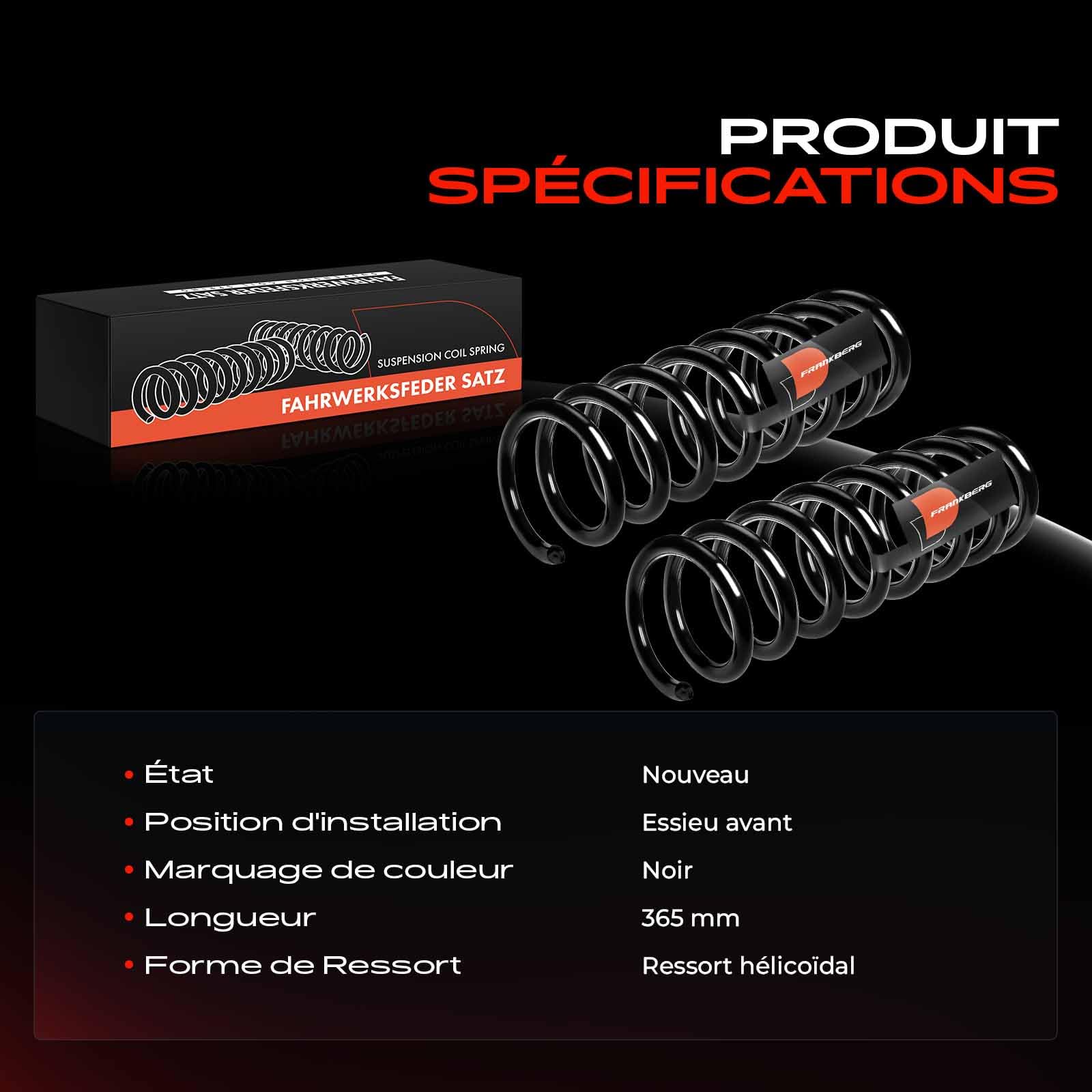 Frankberg 2 ressorts de suspension pour essieu avant 1703210004 | Compatible avec: SLK R170, Classe C W202, Classe C, modèle T S202