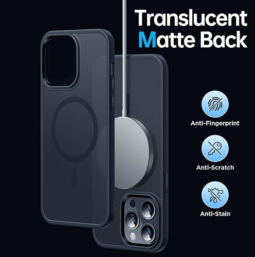Miniatura 6 de Funda magnética para iPhone 14 Pro compatible con MagSafe Fuerte magnético Protección de grado militar de 10 pies Funda translúcida mate delgada