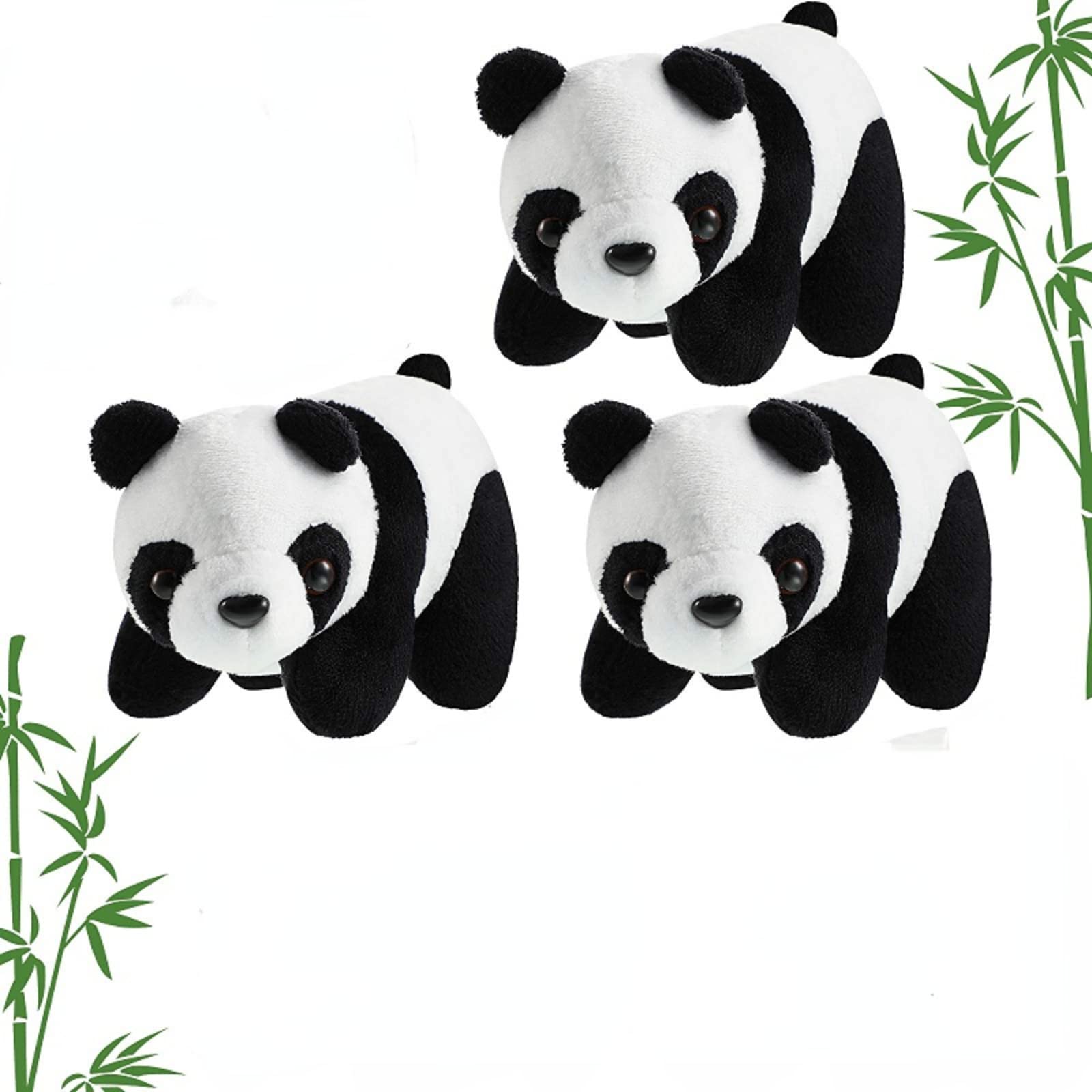 3 Pcs Mini Panda Plush Ornament 4.3 Inch Stuffed Panda Soft Tiny Panda Doll Panda Plush Hanging Pendant Ornament for DIY Keychain Birthday Xmas Decorations Party (Walking Style)