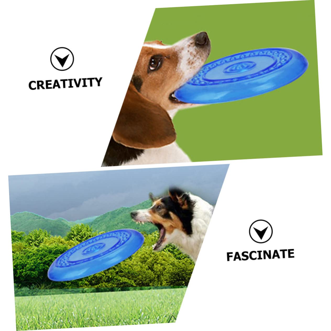 2 Stück-Pack Blaue Wurfscheibe für Hunde und Welpen aus TPR | Waschbar und Weich, für Apportierspiel und Training Draußen, Fliegende Form, für Haustiere