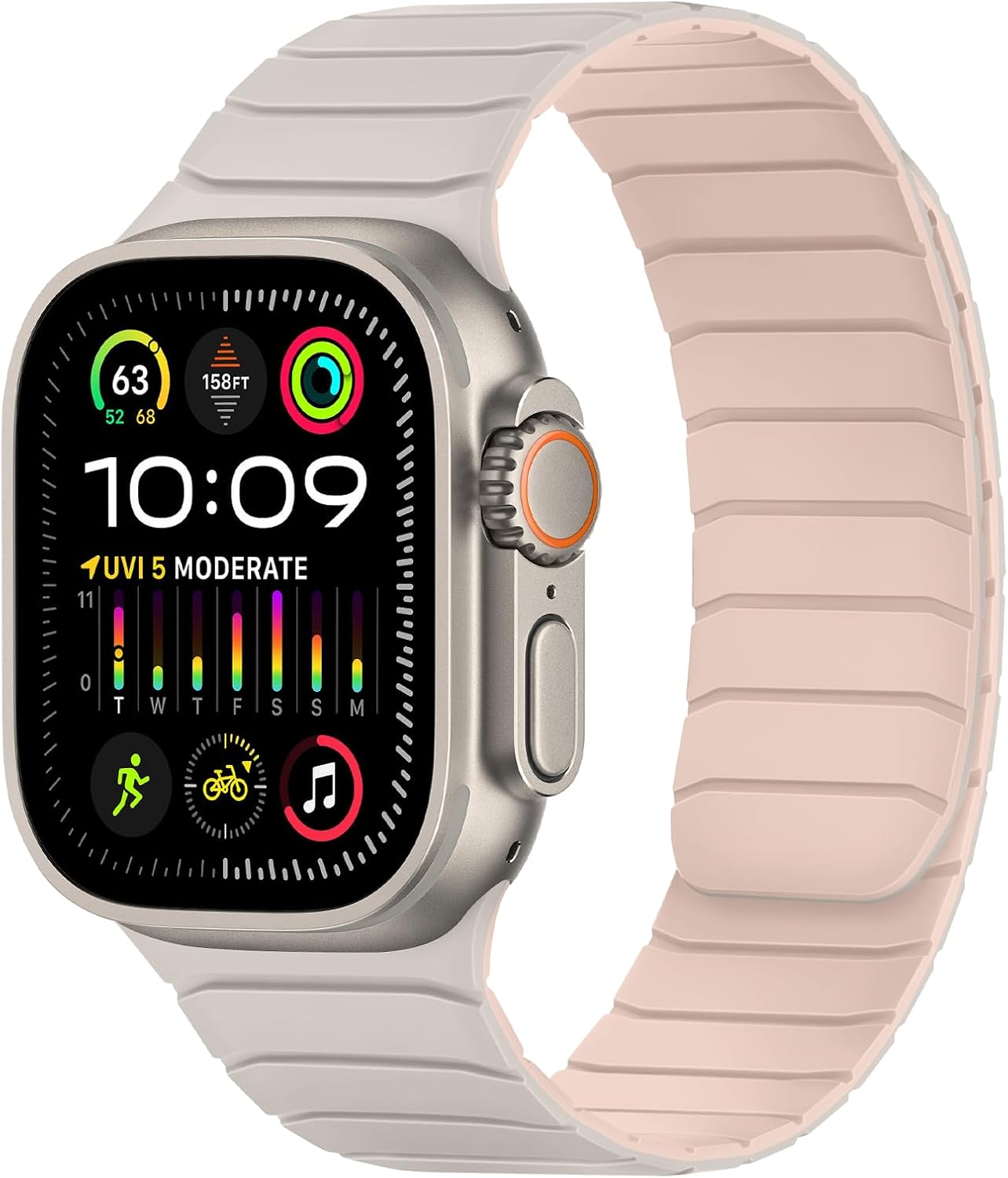 Tasikar Magnetic Bands Compatible with Apple Watch 49mm 46mm 45mm 44mm 42mm Soft Silicone Replacement Loop Wristband for iWatch Ultra 3 2 1 SE Series 11 10 9 8 7 6 5 4 3, Starlight-Pink Starlight-Pink 44mm/45mm/46mm/49mm/42mm(Series 3 2 1)