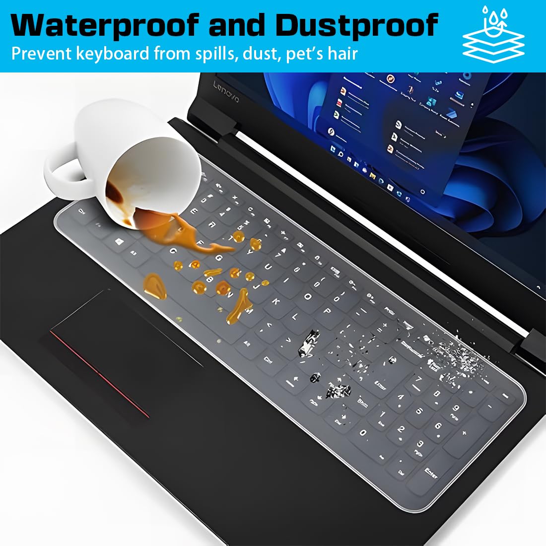 JEYORZY 3 Pezzi 365 * 135mm Copritastiera Pc Pellicola Protettiva Compatible, Pellicola Protettiva Universale, Copri Tastiera Pc Lavabile E Riutilizzabile, per MacBook