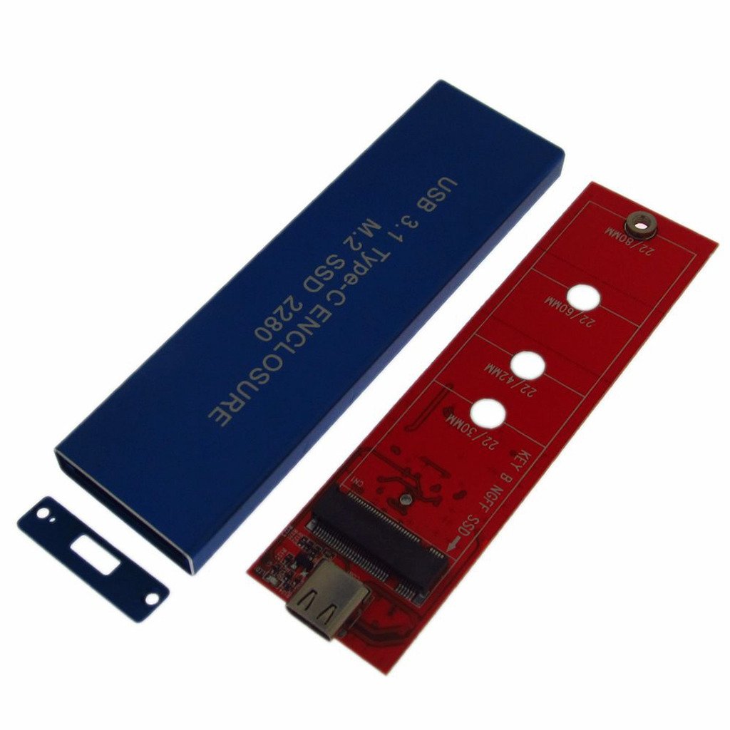 Azul USB 3.1 Tipo-C USB-C a SATA NGFF M.2 B Key SSD 2230/2242/2260/2280 Caja de tarjeta adaptadora 3