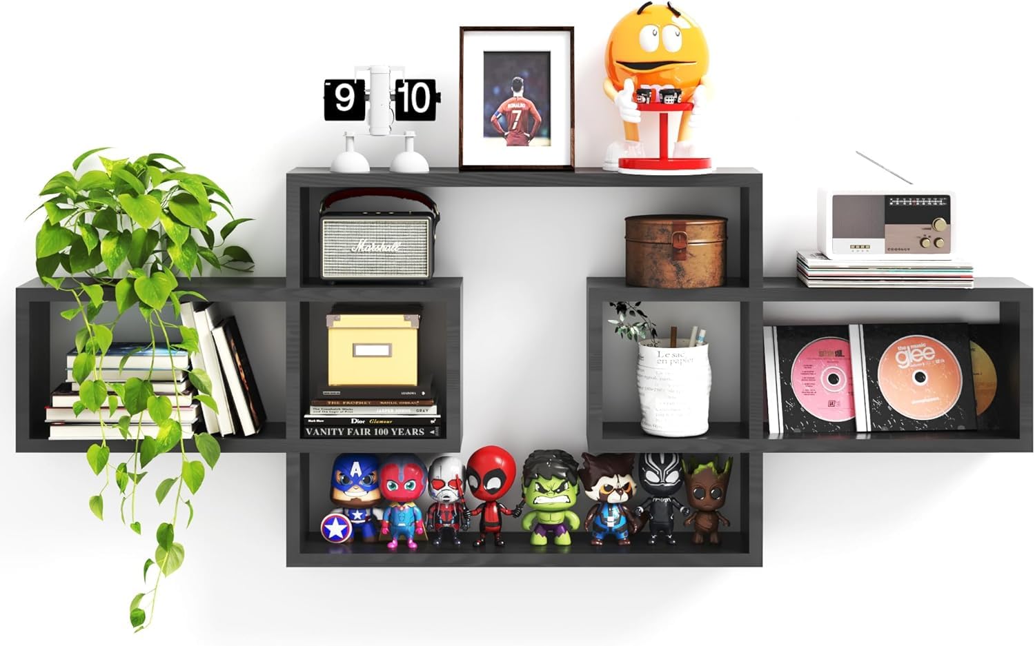 EXPRESSOW ENTERPRISES Wooden Wall Shelves for Living Room, Bedroom Wall Mounted Rectangle Bookcase, Intersecting Wall Shelves for Storage Modern Decorative Display Shelves for Wall Decor (Black) (B0DFMNCJH4) Amazon Price History, Amazon Price Tracker