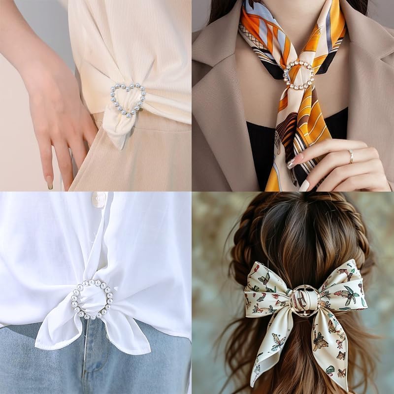 Image of 6PCS Scarf Ring Clip T-shirt Tie Clips Silk Scarf Ring for Women Clothing Shirt Waist Cincher Clips Metal Round Circle Clip Belt Buckle