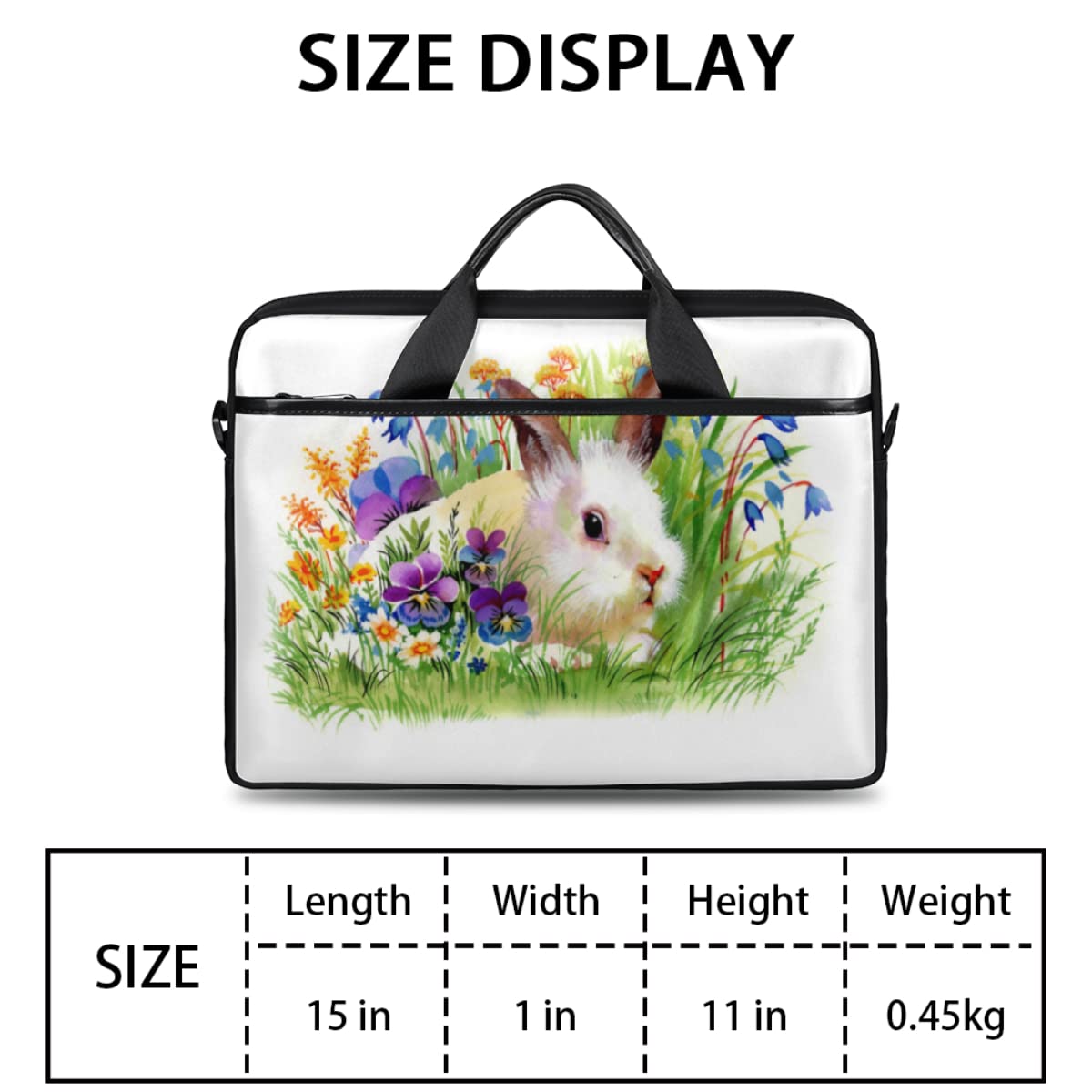 TropicalLife GIGIJY Królik Laptop Case Bag Easter Rabbit Bunny Canvas Teczka 13 w 13,3 w 14 w 15 cali dla dzieci chłopców dziewcząt kobiet mężczyzn, wielobarwny, Rozmiar Uniwersalny
