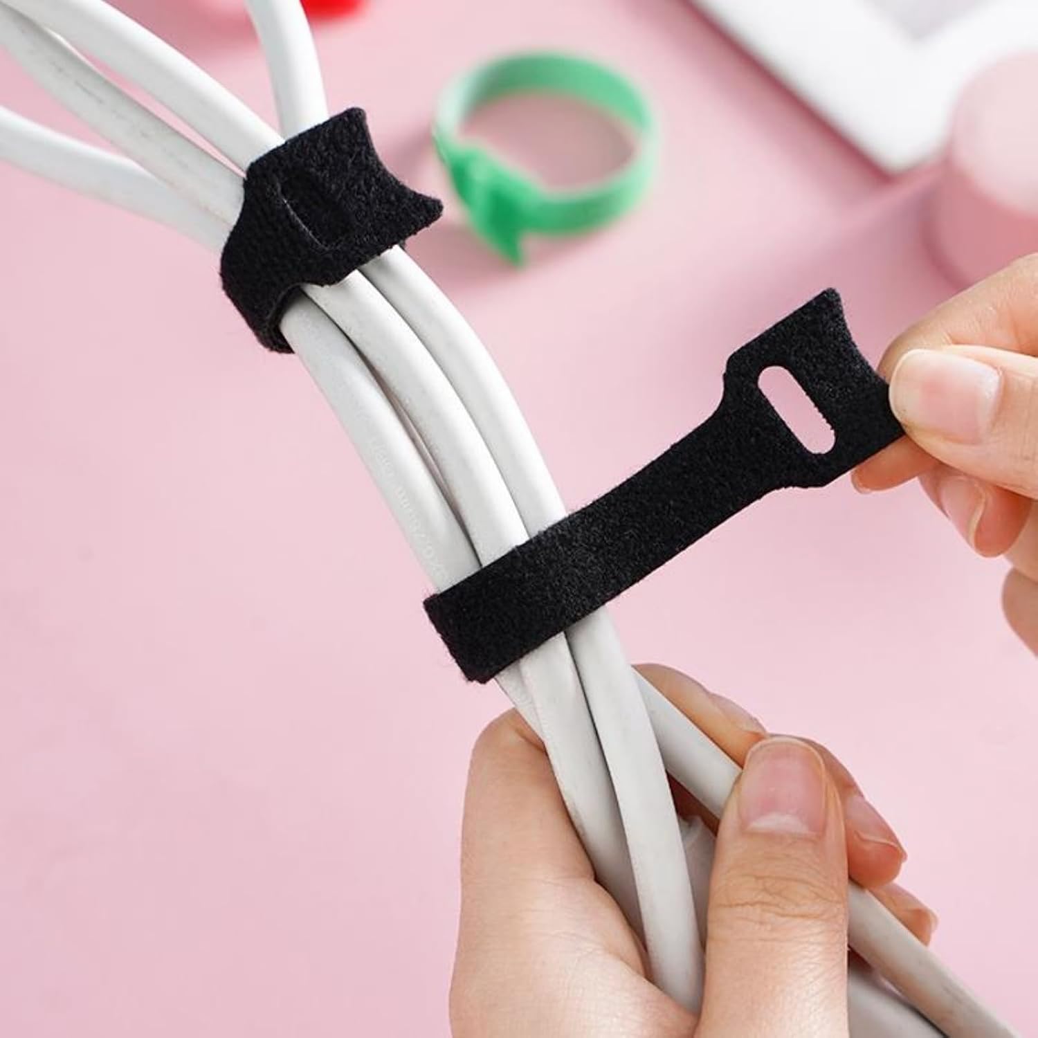60 Pcs Reusable Fastener Straps - 7.9 Inch Cable Management Ties, Adjustable Hook & Loop Organizer Straps for Home, Office and Data Centers,Black