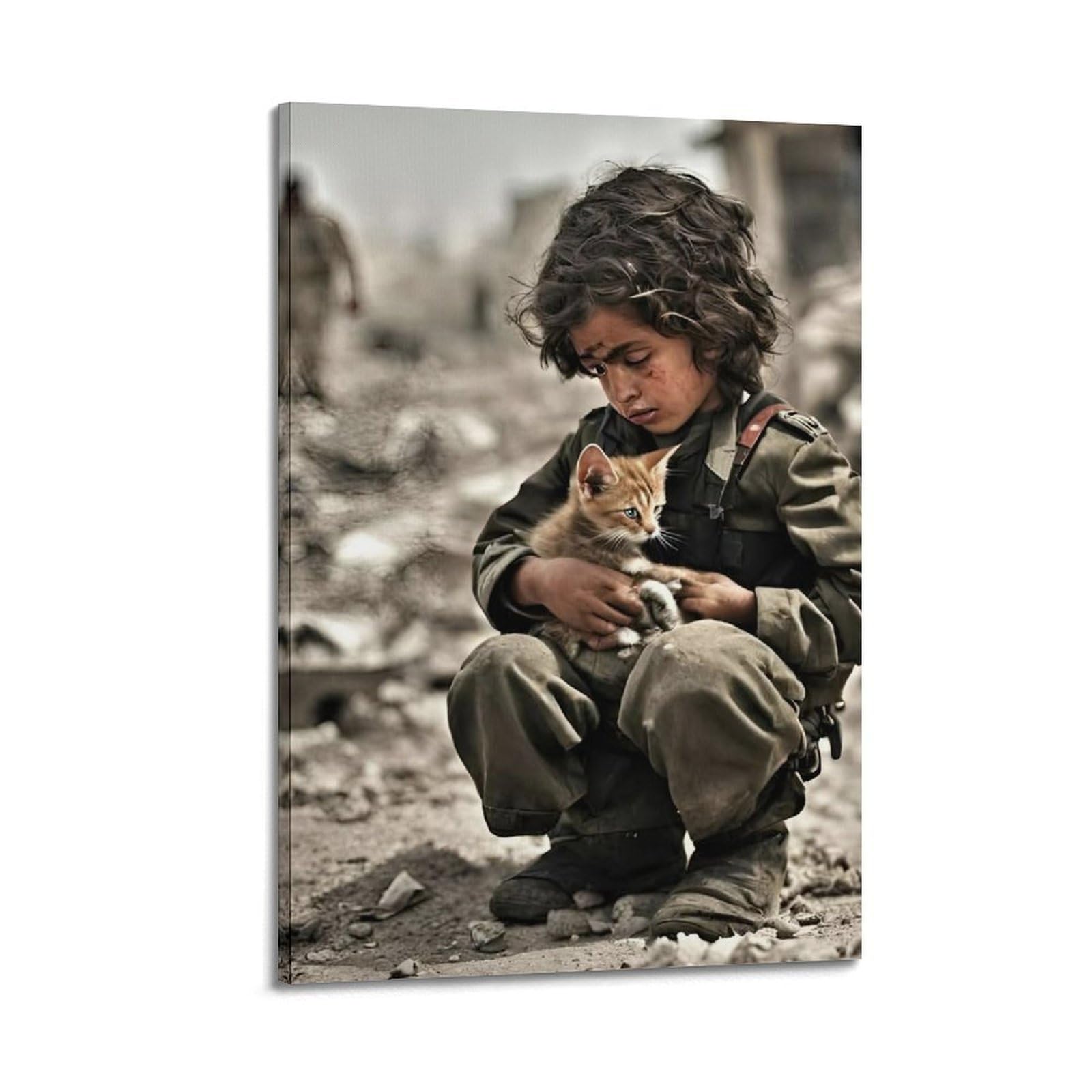 XKUGA World Peace Anti War Poster Palestine Gaza Child Refugees Modern Decorative Canvas Prints - Ideal Wall Art for Family, Man Cave, Game Room, Boys & Girls Bedroom 20x30inch(50x75cm)