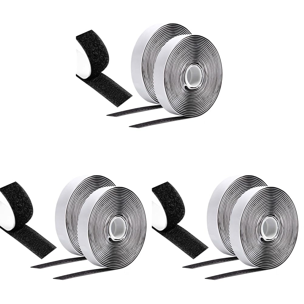 Vinabo 8m X 20mm Klettband Selbstklebend Extra Stark, Selbstklebendes Klettband, Klettverschluss Zum Kleben, Klettverschluss Selbstklebend FüR Stoff (Schwarz) (Packung mit 3)