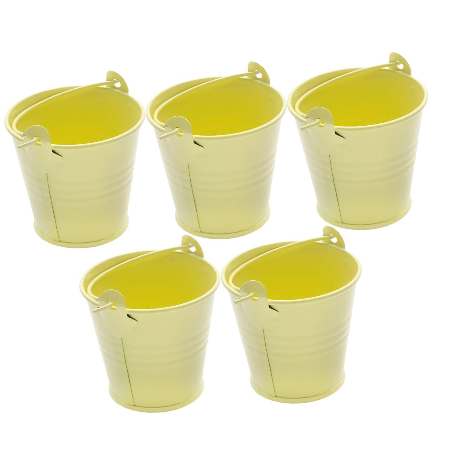 SECRET DESIRE 5X Small Metal Buckets Ornament Mini Candy Tiny for Yard Party Lawn Yellow|Yard, Garden & Outdoor Living|Gardening Supplies|Plant Care, Soil & Accessories|Baskets, Pots & Window Boxes