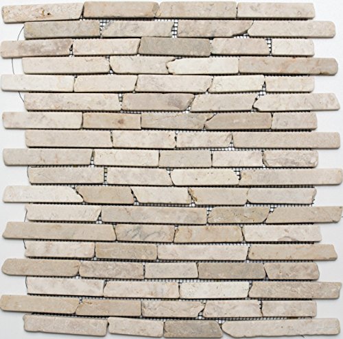 Carrelage mosaïque marbre pierre naturelle beige clair brick biancone pour sol, mur, salle de bain, toilettes, cuisine, miroir, habillage de salle de bain