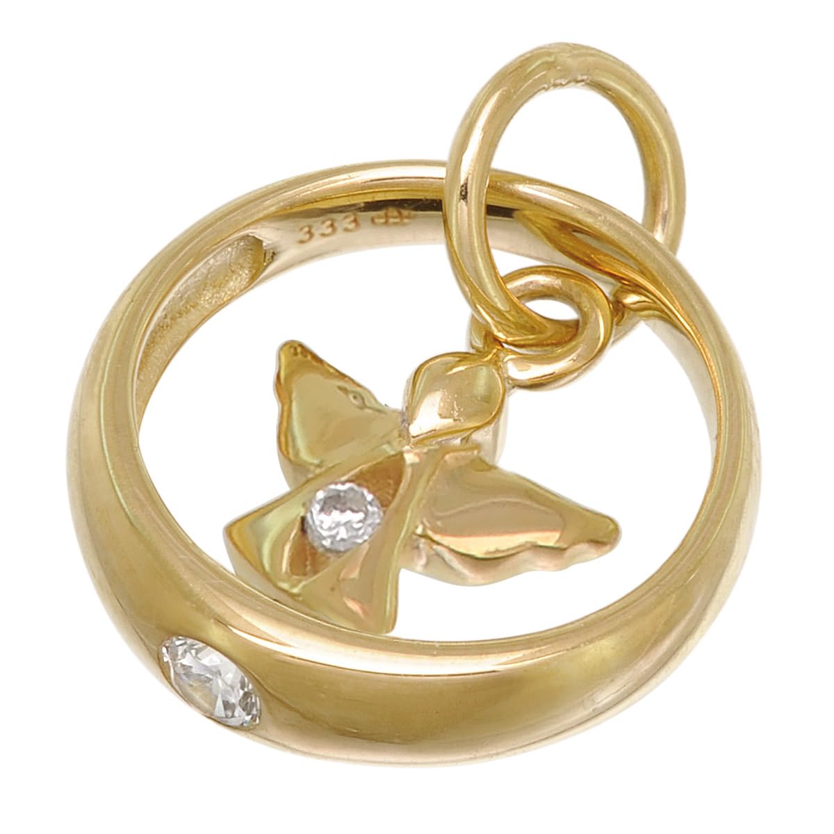 trendor Taufring Mit Engel Gold 333 / 8K An Vergoldeter Silberkette 28210