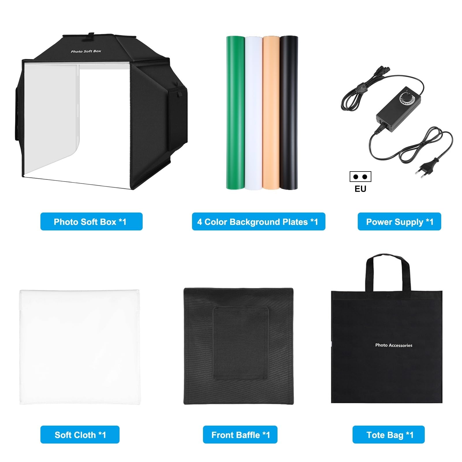 OBEST Scatola Luminosa da Studio Portatile, 15,8"* 15,8" Mini Studio Dimmerabile, CRI≥95, con Perline LED a 3 lati (480 pezzi) e Finestra Frontale Staccabile