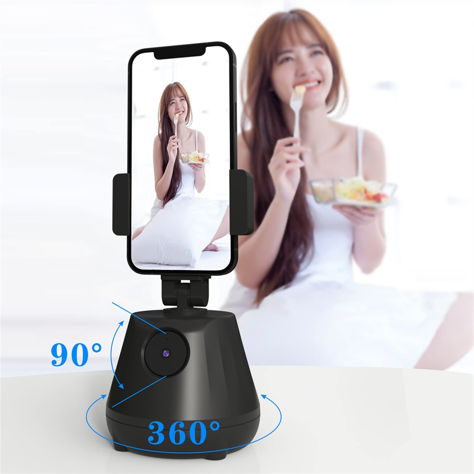 Videocamera, Face Tracking Smart Gimbal Stabilizzatore Supporto for telefono cellulare con rotazione automatica Selfie Stick Wireless Stand for Live Cast(White)