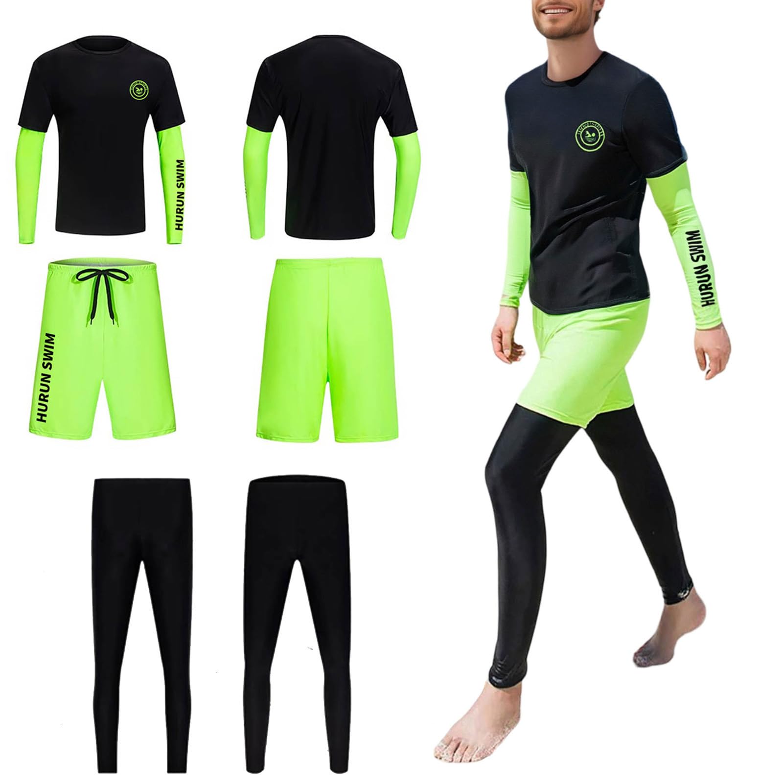 Combinaisons de Plongée pour Homme, Combinaison Plongée Homme Ensemble Trois Pièces de Surf Homme, Combinaison de Plongée Manches Longues + Pantalon Chauffant, Anti-UV et à Séchage Rapide