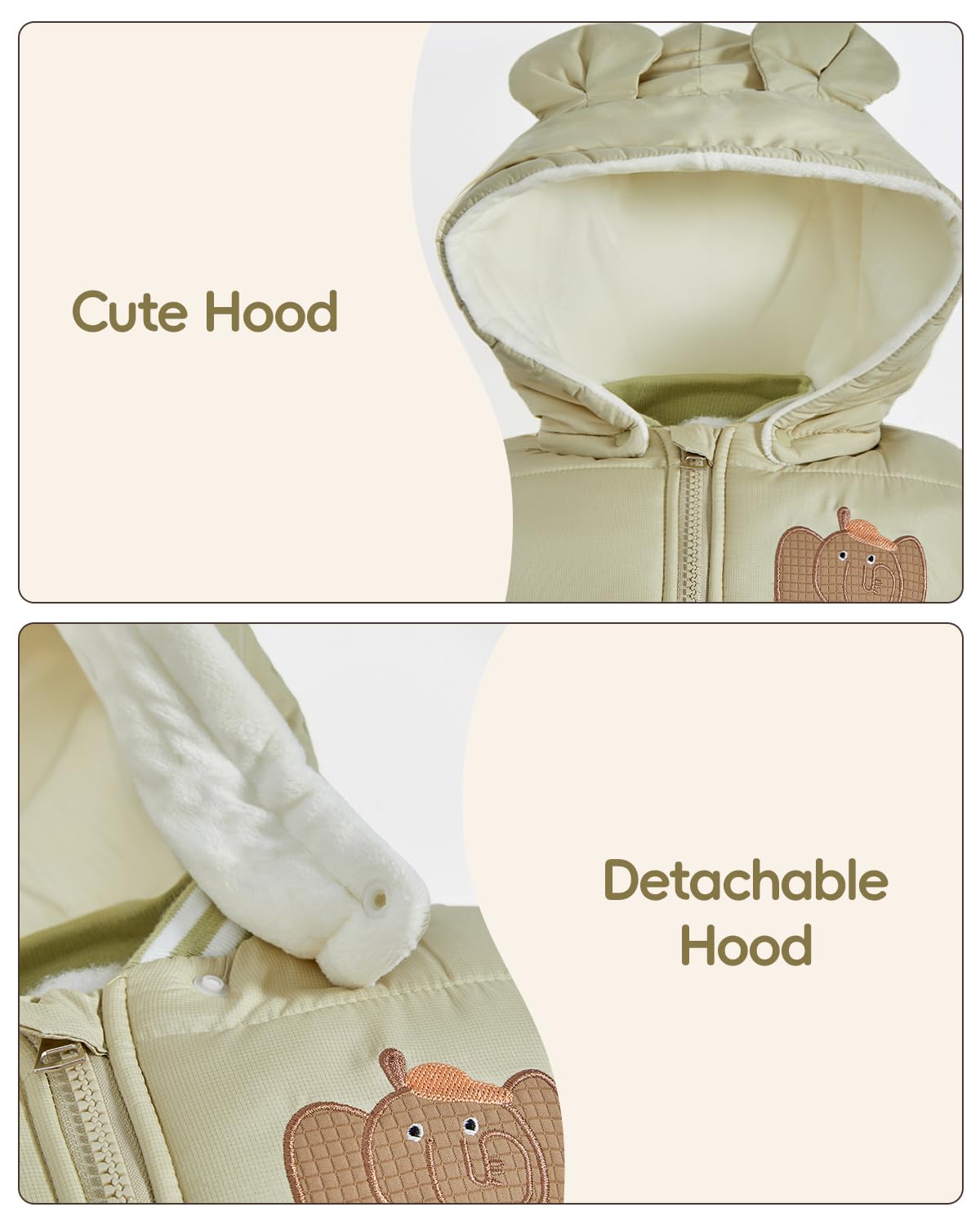 JiAmy Mono Nieve para Bebé, Traje de Nieve Invierno con Capucha Conjunto de Ropa 6-18 Meses