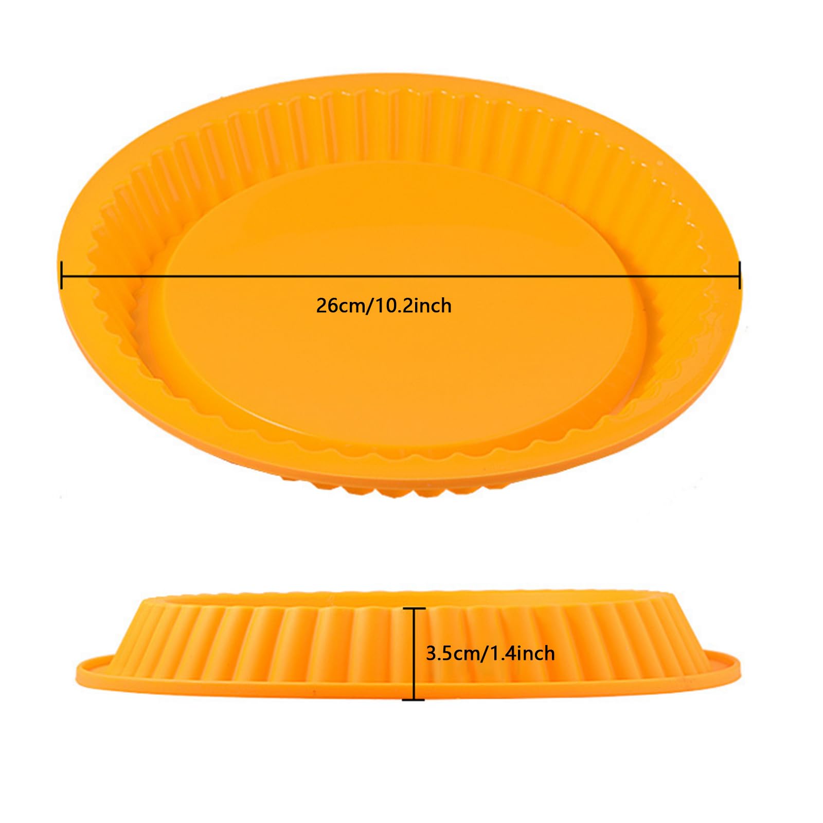 ATRDTO 10 Inch Silicone Pie Pan -Set of 2- Round Baking Molds for Strawberry Pie, Chocolate Pie, Strawberry Shortcake, Brownie Tart Pie (Purple+Yellow)