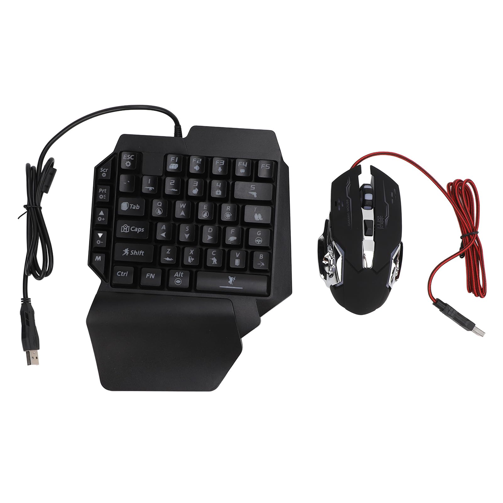 Hidyliu Combinación de Teclado y Mouse para Juegos con una Sola Mano con Soporte para Teléfono Bluetooth para Jugadores Móviles Diseño RGB 4 en 1 con Cargador de Alta Velocidad