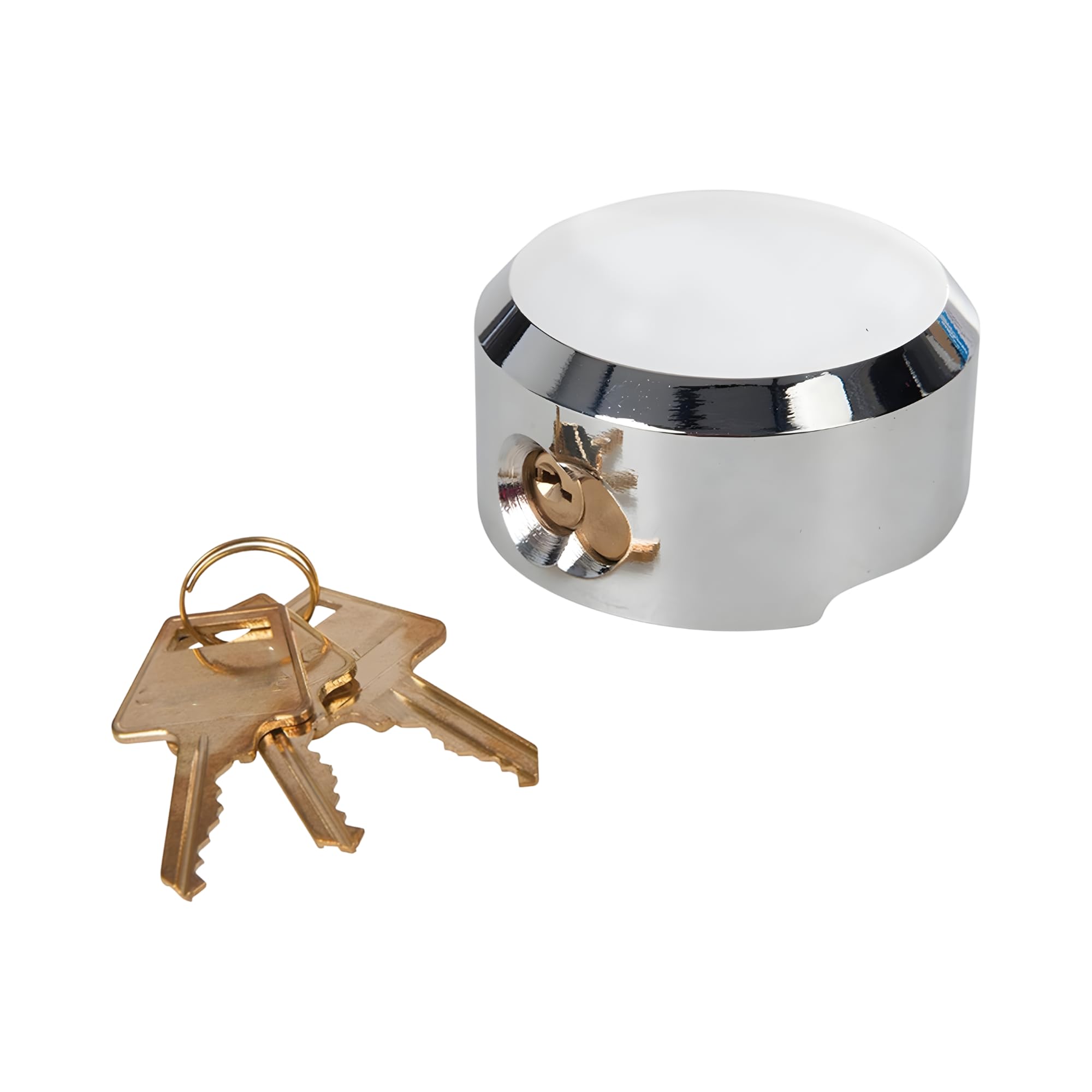 Frooby Silvery Heavy Van Lock 73Mm High Security Lock Round Shackleless Padlock, Heavy Duty Stainless Steel Round Concealed Padlock Storage Units Shutter Gate Van Warehouse Factory Weatherproof Chrome Plated