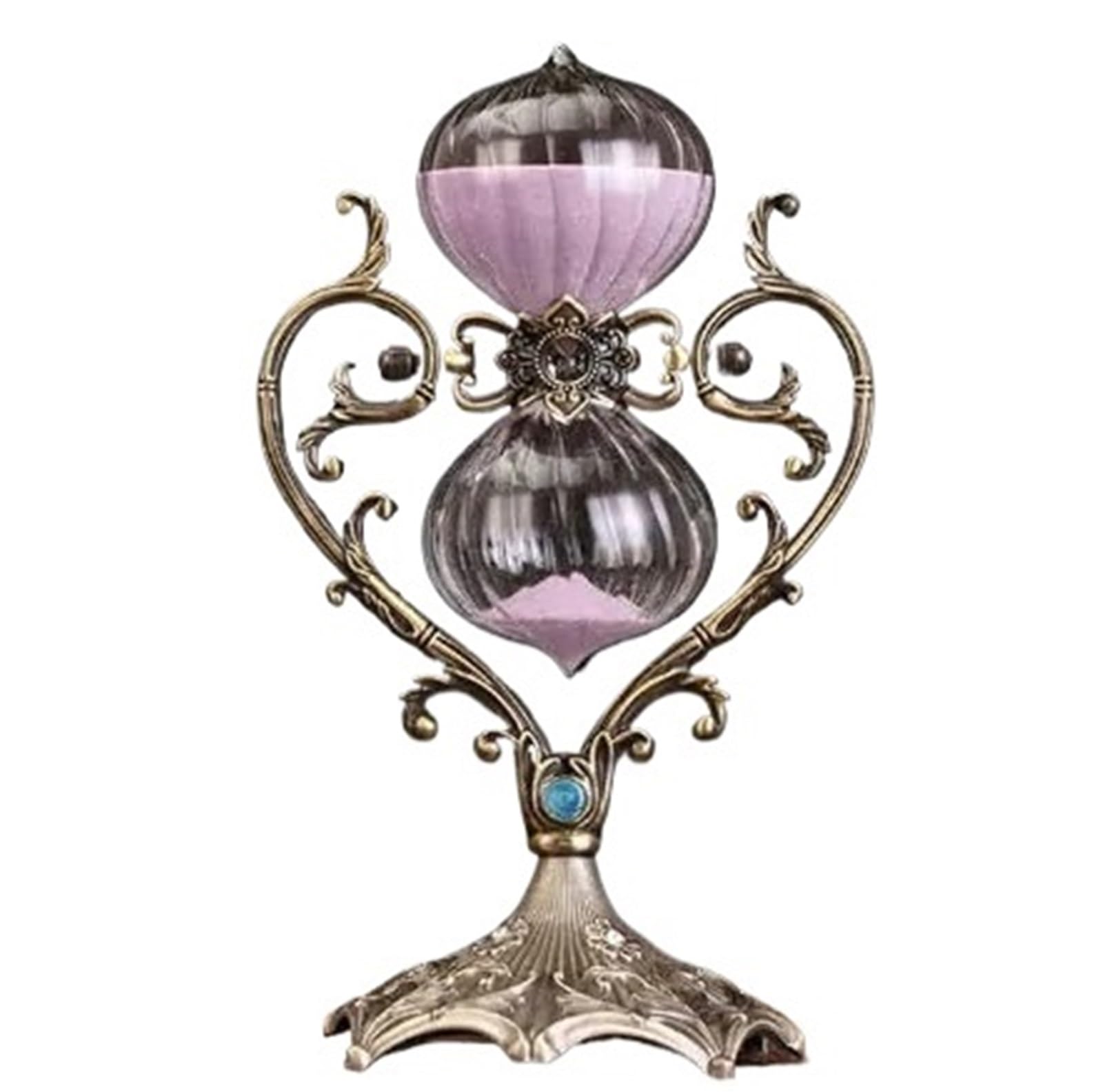1 Temporizador de Reloj de Arena en Forma de corazón. para Decoración | Reloj de arena que fluye con marco for decoración del hogar de estudio de oficina(Bronez purple)